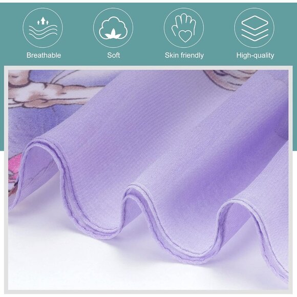 Women's Light Purple Fashion Lightweight Head Scarf Floral Print Chiffon Scarves - Picture 5 of 7